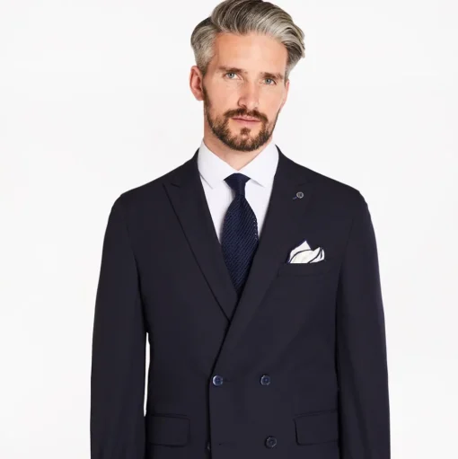 Remus Uomo Sondrio Double Breast Suit Jacket - Navy