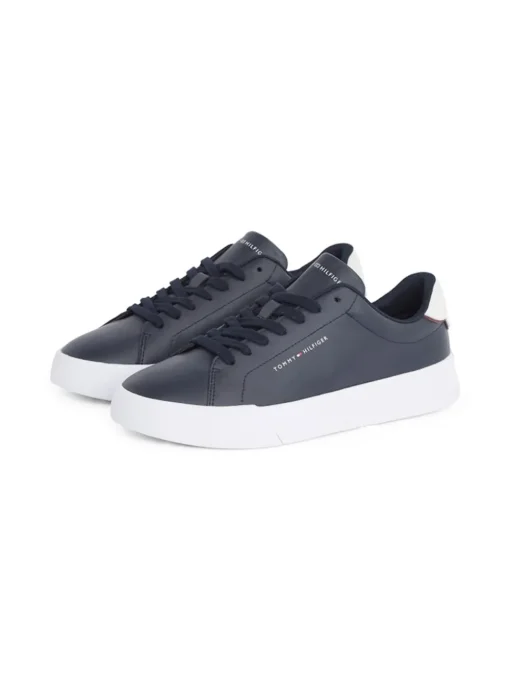 Tommy Hilfiger Court Leather Tumbled Sneaker - Navy